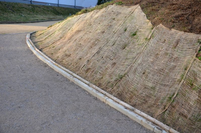Erosion Control Blanket on Sloped Terrain